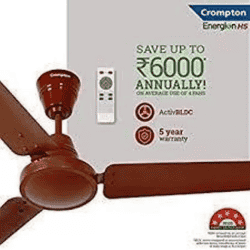 Crompton energion HS Ceiling Fan | 1200mm | BLDC Motor with Remote | 3 Blade | Brown