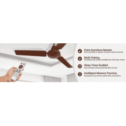 Crompton energion HS Ceiling Fan | 1200mm | BLDC Motor with Remote | 3 Blade | Brown