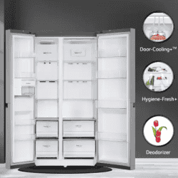 LG 655 L | GL-B257EPZX | Frost Free Side by Side Refrigerator with Smart Inverter Compressor | AI ThinQ (Wi-Fi) |  Door Cooling+ & Hygiene Fresh+ | Shiny Steel