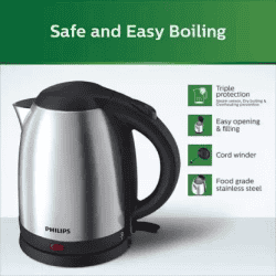 PHILIPS HD9363/00 Electric Kettle | 1.2 L | SOLVER & BLACK