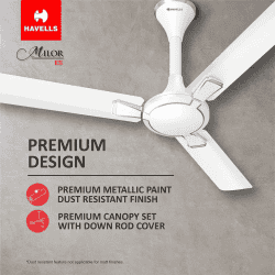 HAVELLS Milor ES 1200 mm 3 Blade Ceiling Fan | 1 Star 1200 mm Energy Saving 3 Blade Ceiling Fan | Pearl White