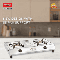Prestige Agni Classic Manual Gas Stove | 2 Burners | Stainless Steel
