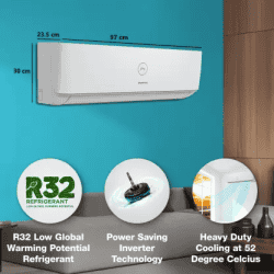Godrej 1.5 Ton 3 Star Inverter Split AC | 5 in 1 Convertible Cooling | White | SIC 18DTC3 GWA AL