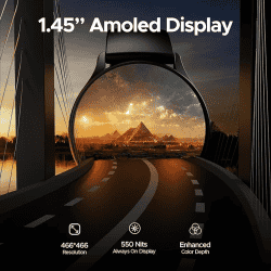 Boat Lunar Peak Smart Watch | 1.45" AMOLED Display, Advanced BT Calling, Always on Display, Cloud & Custom Watch Faces, in-Built Games | Black