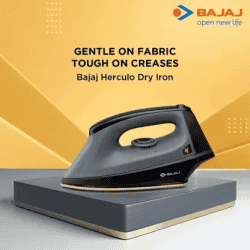 Bajaj Herculo Heavy Weight Dry Iron | 1100 W | White & Black