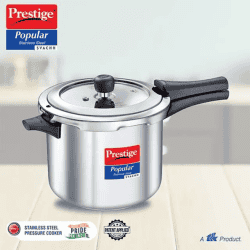 Prestige Popular Svachh  | Spillage Control | Stainless Steel | Pressure Cooker | Silver | 5 L
