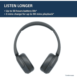 Sony Wireless Bluetooth Headphones | Mic | Up to 50Hrs Battery | Black | WH-CH520