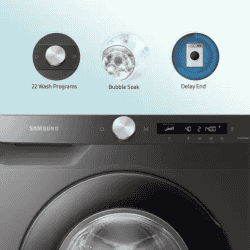 SAMSUNG | WW80T534DAN1TL | 8 kg with Steam | Wi-Fi Enabled Fully Automatic | Front Load Washing Machine | Black