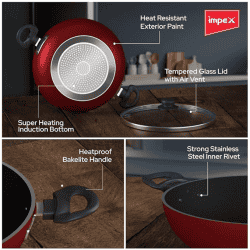 Impex Premium Induction Base Non Stick Aluminium Kadai Pan | IKP-2780