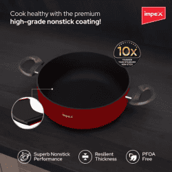IMPEX ISP 3012 Non Stick Induction Bottom Biryani Pot 30 cm diameter 8 L capacity with Lid