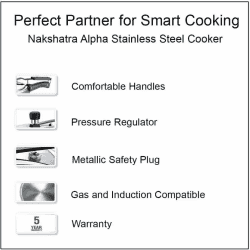 Prestige Nakshatra Alpha Svachh 3 L Induction Bottom Pressure Cooker  | Stainless Steel