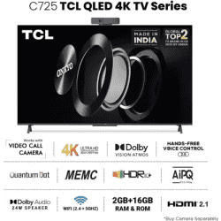 TCL C725 QLED Ultra HD 4K Smart Android TV | 55C725 | 139 cm | 55 inch