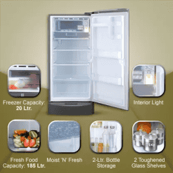 LG 205 L Direct Cool Single Door 5 Star Refrigerator | Smart Inverter Compressor | GL-D221APZZ | Shiny Steel