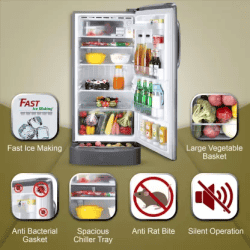 LG 205 L Direct Cool Single Door 5 Star Refrigerator | Smart Inverter Compressor | GL-D221APZZ | Shiny Steel
