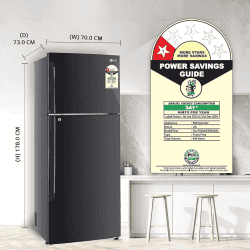LG 446 Litres 1 Star Frost Free Double Door Convertible Refrigerator |  GL-T502AESR.DESZEB | Ebony Sheen  |