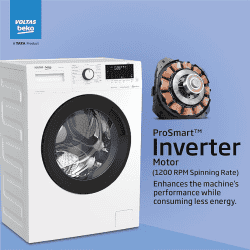 Voltas Beko 8.0kg, Inverter, 5 Star Front Load Washing Machine | WFL8012VTWA | White | Stain Expert |