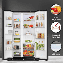 LG 655 L Frost Free Inverter Side by Side Refrigerator  | GL-B257HWBY | Express Freezing | Multi Air-Flow) | Western Black |