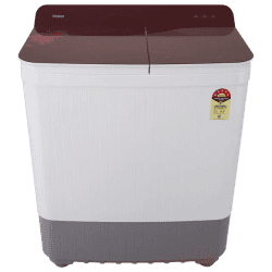 Haier 8 kg 5 Star | Semi Automatic Washing Machine | Anti Bacterial Vortex Pulsator HTW80-178 | Burgundy with Flower