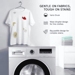 BOSCH 8 kg | Fully Automatic Front Load Washing Machine | WAJ2426PIN | In-built Heater | Silver