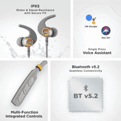 boAt Rockerz 235 Pro with upto 20 Hours Playback & ASAP Charge Bluetooth Headset  | Ash Grey | In the Ear