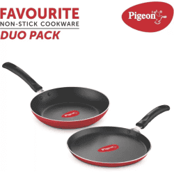 Pigeon Favourite Duo Pack Tawa & Fry Pan Non Stick Coated Cookware Set  | Aluminium | 2 Piece