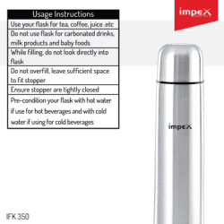 IMPEX Thermosteel 350 ml Flask | Silver Steel | Ifk 350