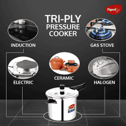 Pigeon by Stovekraft Elite Shine 4 L Tri-Ply Body Outer Lid Pressure Cooker