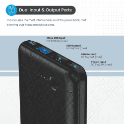 Portronics Power Brick II 10000 mAh,2.4A 12w Slim Power Bank with Dual USB