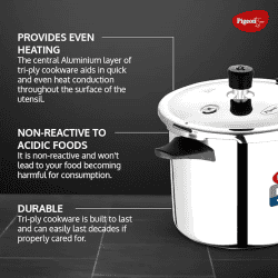Pigeon by Stovekraft Elite Shine 4 L Tri-Ply Body Outer Lid Pressure Cooker