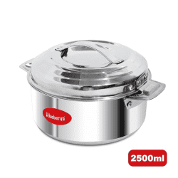 Blueberry’s Hotpot Thermoware Casserole | 2500 ml | 100% Stainless Steel | Unique Locking System | Keeping Hot for Hours | Silver