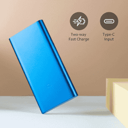 MI 10000mAh 3i Lithium Polymer Power Bank |  Dual Input(Micro-USB and Type C) and Output Ports 18W Fast Charging  | Metallic Blue |