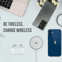 Ambrane AeroSync 15 Watt Fast Charging Wireless Pad | Compatible with Wireless Charging Enabled Devices | White |