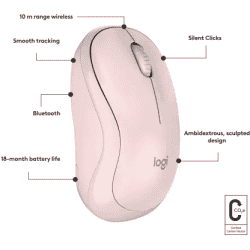 Logitech M240 Wireless Optical Mouse with Bluetooth | Rose