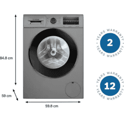 BOSCH Fully Automatic Front Load Washing Machine with In-built Heater | 8 Kg | WAJ2846PIN | Grey