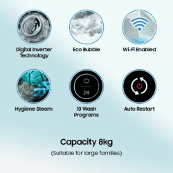 SAMSUNG Fully Automatic Top Load Washing Machine | 8 kg | WA80BG4582BDTL | Grey