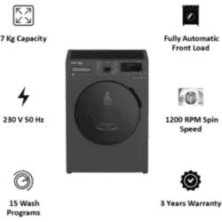 Voltas Fully Automatic Front Load Washing Machine | 7 kg | WFL7012VTMP | Grey