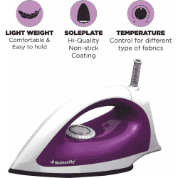 Butterfly Aries Dry Iron | 1000 W | Purple