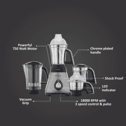 PREETHI STEELE SUPREME | MG-208 | 5Y 750W | MIXER GRINDER