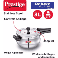 Prestige Deluxe Alpha Svachh | 20267 | Induction Bottom Pressure Cooker | 3L