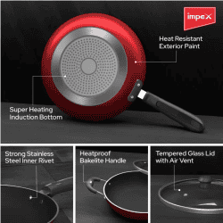 IMPEX KF 2424 Nonstick cookware set kadai pan 24cm + Frypan 24cm Kadhai 24 cm diameter