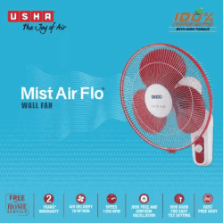 USHA Mist Air Flo 3 Blade Wall Fan | 400 mm | Maroon