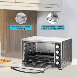 Black+Decker Oven Toaster Grill OTG  with Rotisserie & Convection for Grilling & Baking | 48 L | Full Stainless Steel | BXT04801IN | 2000W | Black,Grey |