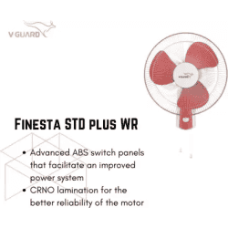 V-Guard Finesta STD Plus Wall Fan | 3 Blade | 400 mm | White Red