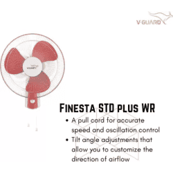 V-Guard Finesta STD Plus Wall Fan | 3 Blade | 400 mm | White Red