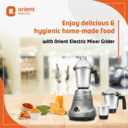 Orient Electric MGGT75S3 Glint Mixer Grinder | 750 W | 3 Jars | Silver
