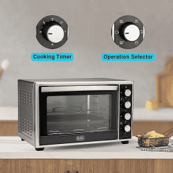 Black+Decker Oven Toaster Grill OTG  with Rotisserie & Convection for Grilling & Baking | 48 L | Full Stainless Steel | BXT04801IN | 2000W | Black,Grey |