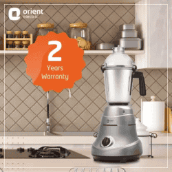 Orient Electric MGGT75S3 Glint Mixer Grinder | 750 W | 3 Jars | Silver