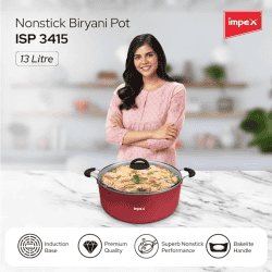 Impex Aluminium Biryani Pot | 13 Liters | High Grade Greblon Non-Stick | ISP-3415