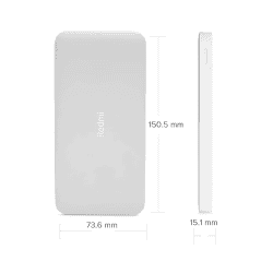 Redmi Lithium Polymer Power Bank | Fast Charging | 10000 mAh | 10 W | White | PB100LZM