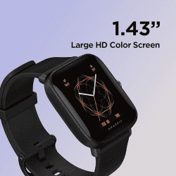 Amazfit Bip U Smart Watch, SpO2 & Stress Monitor | 1.43 inch | Black